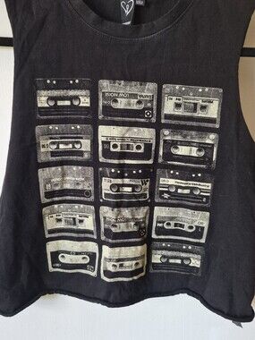 Windsor Black Girls Tank with Retro Cassette Graphic